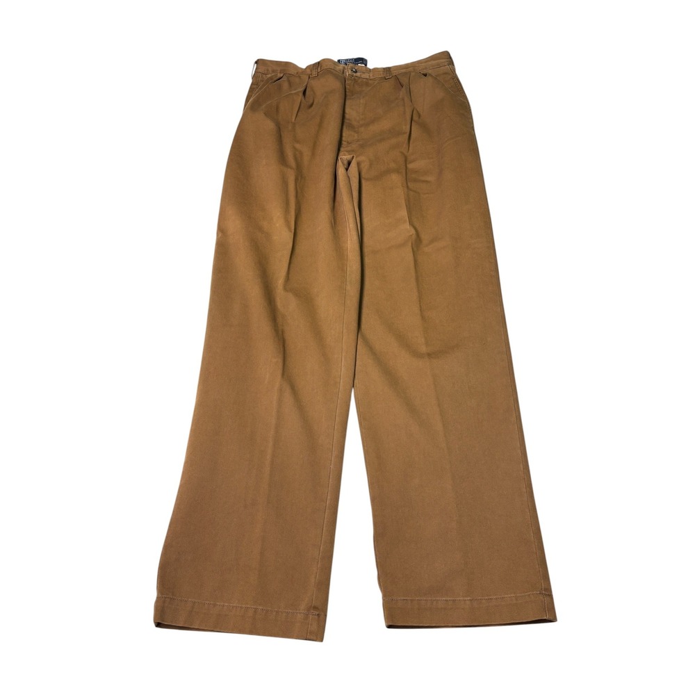 Polo Ralph Lauren Andrew Pant Brown Pleated Cotton Chino 36x32 Vintage Mens